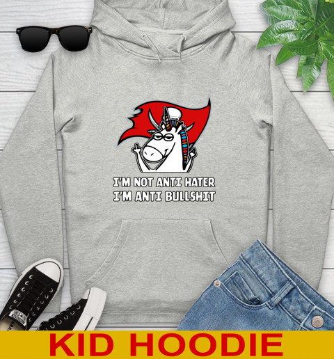 Tampa Bay Buccaneers NFL Football Unicorn I'm Not Anti Hater I'm Anti Bullshit Youth Hoodie