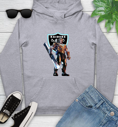 NFL Thanos Gauntlet Avengers Endgame Football Oakland Raiders Youth Hoodie 6