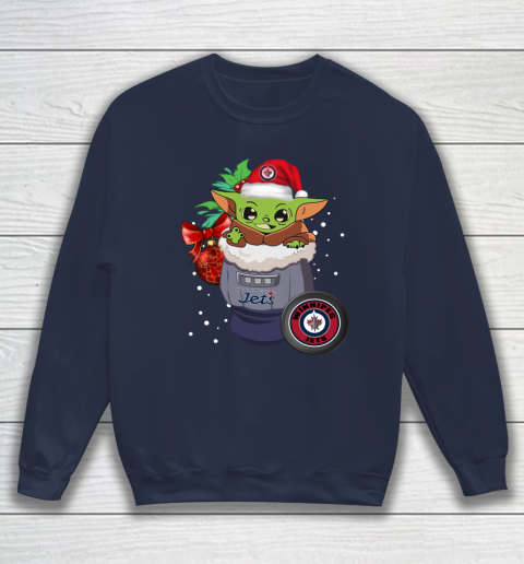 Winnipeg Jets Christmas Baby Yoda Star Wars Funny Happy NHL Sweatshirt 3