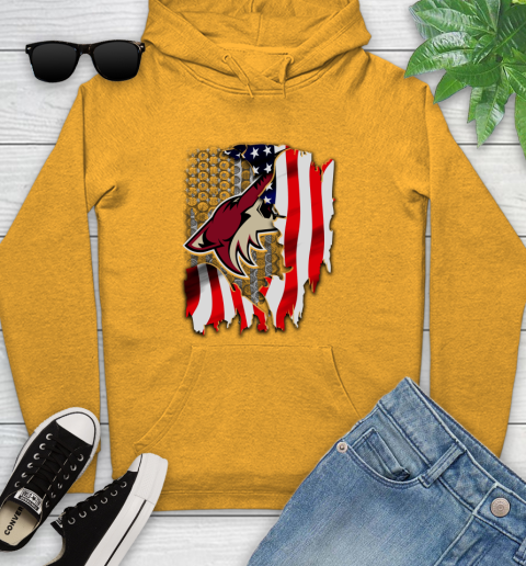 Arizona Coyotes NHL Hockey American Flag Youth Hoodie 2