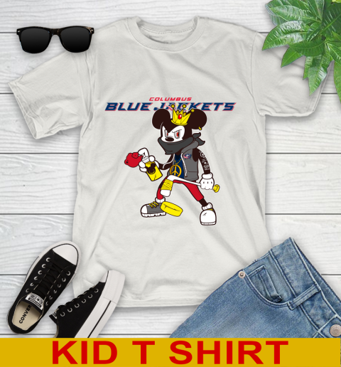 Columbus Blue Jackets NHL Hockey Mickey Peace Sign Sports Youth T-Shirt 12