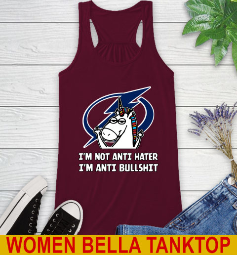 Tampa Bay Lightning NHL Hockey Unicorn I'm Not Anti Hater I'm Anti Bullshit Racerback Tank 3