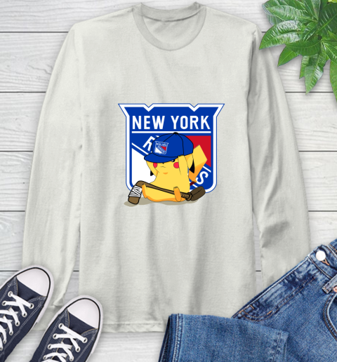 NHL Pikachu Hockey Sports New York Rangers Long Sleeve T-Shirt 12