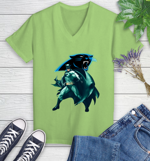 NFL Batman Football Sports Carolina Panthers Women's V-Neck T-Shirt 11