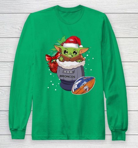 Denver Broncos Christmas Baby Yoda Star Wars Funny Happy NFL Long Sleeve T-Shirt 7
