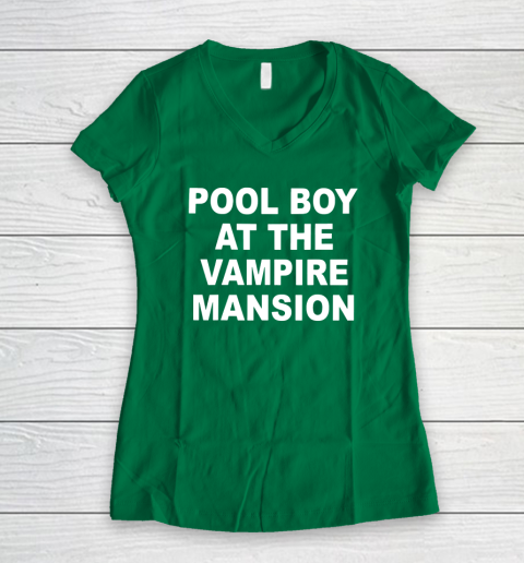 Pool Boy At The Vampire Mansion Women's V-Neck T-Shirt 3