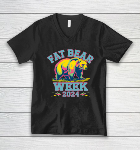 Fat Bear Week 2024 Grazer Animal Lover Alaska Katmai Nature V-Neck T-Shirt