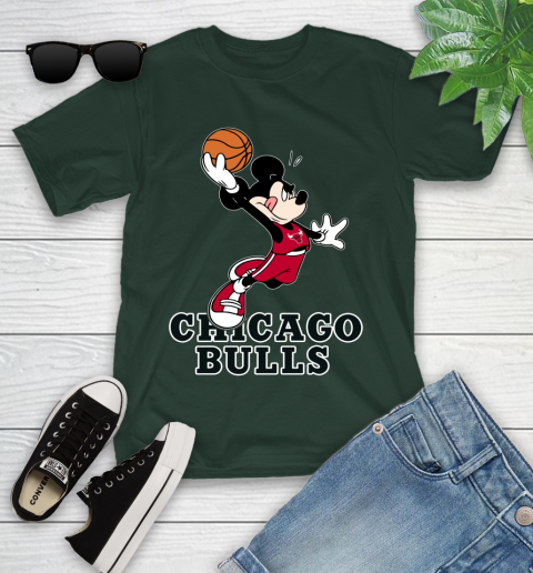 NBA Basketball Chicago Bulls Cheerful Mickey Mouse Shirt Youth T-Shirt 5
