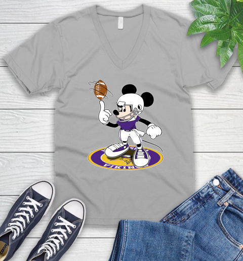 NFL Football Minnesota Vikings Cheerful Mickey Disney Shirt V-Neck T-Shirt 4