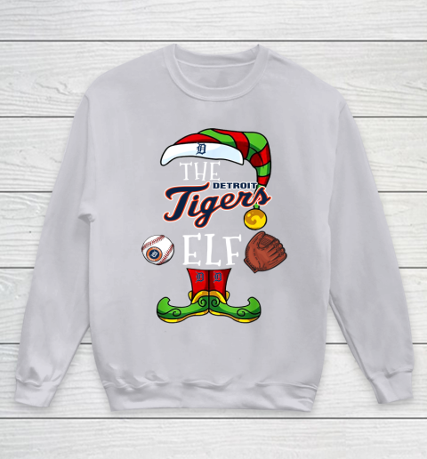 Detroit Tigers Christmas ELF Funny MLB Youth Sweatshirt 3