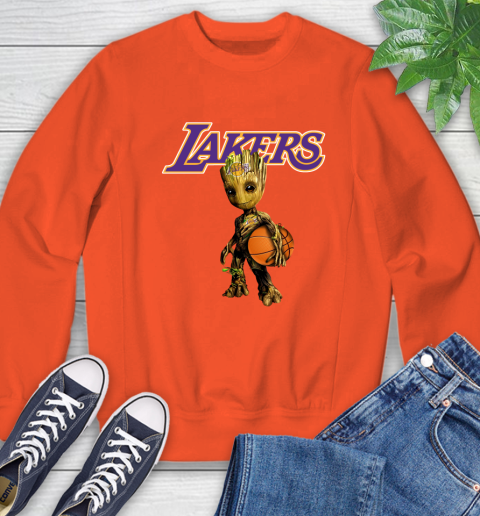Los Angeles Lakers NBA Basketball Groot Marvel Guardians Of The Galaxy Sweatshirt 4