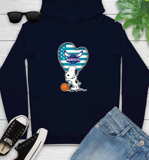 Charlotte Hornets NBA Basketball The Peanuts Movie Adorable Snoopy Youth Hoodie 4