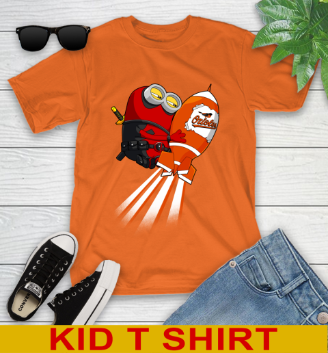 MLB Baseball Baltimore Orioles Deadpool Minion Marvel Shirt Youth T-Shirt 8