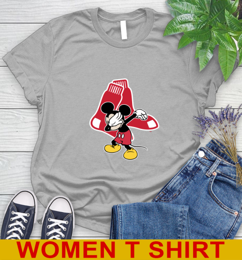Boston Red Sox MLB Baseball Dabbing Mickey Disney Sports Women's T-Shirt 5
