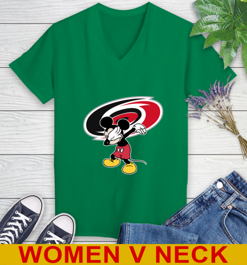 Carolina Hurricanes NHL Hockey Dabbing Mickey Disney Sports Women's V-Neck T-Shirt 6
