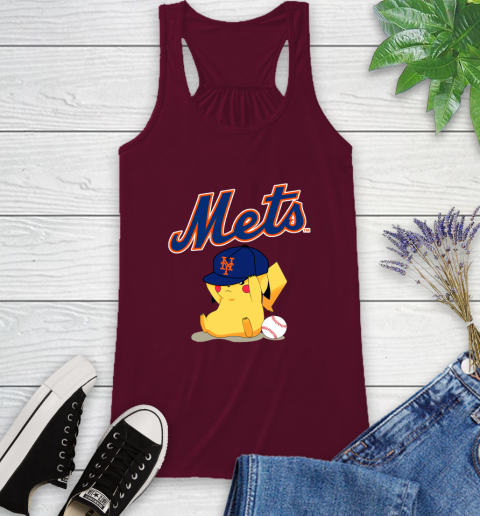 MLB Pikachu Baseball Sports New York Mets Racerback Tank 3