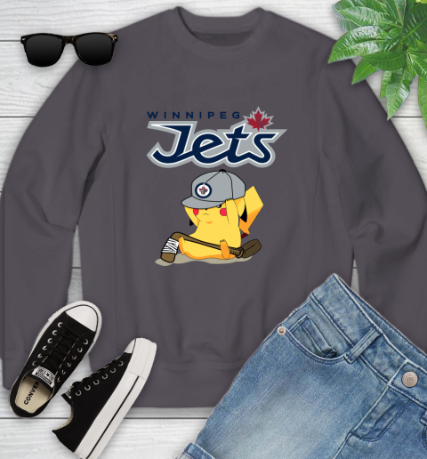 NHL Pikachu Hockey Sports Winnipeg Jets Youth Sweatshirt 6
