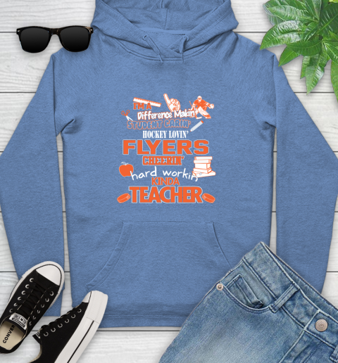 Philadelphia Flyers NHL I'm A Difference Making Student Caring Hockey Loving Kinda Teacher Youth Hoodie 13