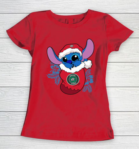 Dallas Stars Christmas Stitch In The Sock Funny Disney NHL Women's T-Shirt 10