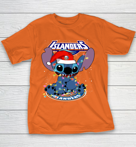 New York Islanders NHL Hockey noel stitch Christmas Youth T-Shirt 3