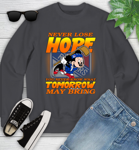 New York Rangers NHL Hockey ootball Mickey Disney Never Lose Hope Youth Sweatshirt 5
