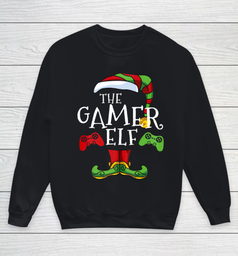 Gamer Elf Family Matching Christmas Funny Gaming Pajama Youth Sweatshirt