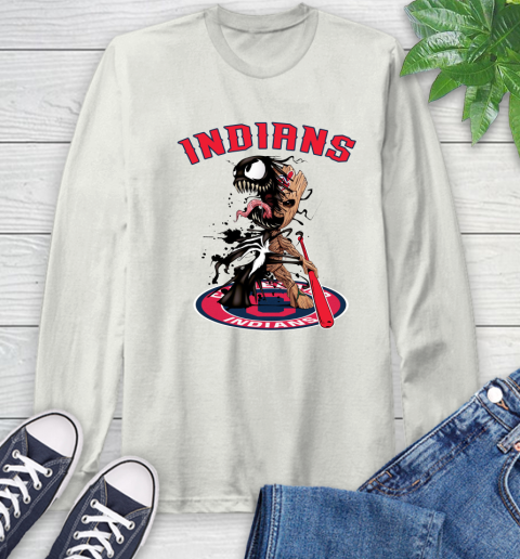 MLB Cleveland Indians Baseball Venom Groot Guardians Of The Galaxy Long Sleeve T-Shirt 12