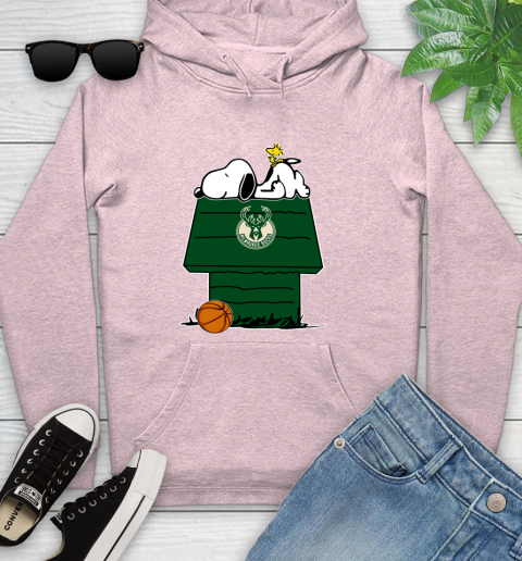Milwaukee Bucks NBA Basketball Snoopy Woodstock The Peanuts Movie Youth Hoodie 10