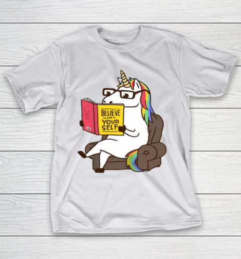 Unicorn Shirt Believe in Yourself Motivational Book Lover T-Shirt 12