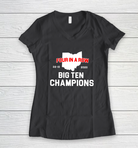 Big Ten Champions Four in a Row 2020 Women's V-Neck T-Shirt 6