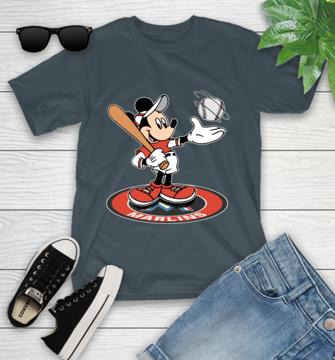 MLB Baseball Miami Marlins Cheerful Mickey Disney Shirt Youth T-Shirt 8