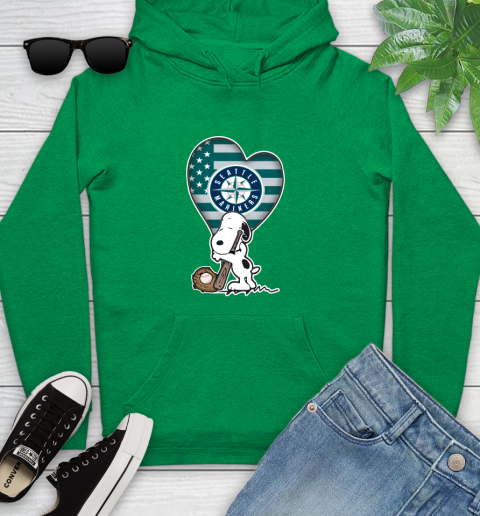 Seattle Mariners MLB Baseball The Peanuts Movie Adorable Snoopy Youth Hoodie 7