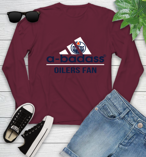 NHL A Badass Edmonton Oilers Fan Adidas Hockey Sports Youth Long Sleeve 6