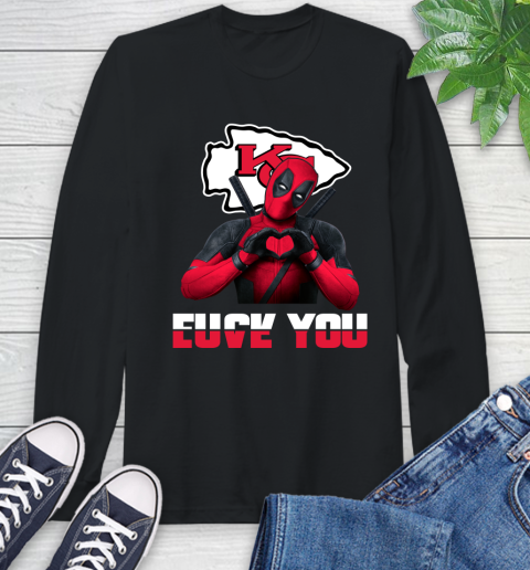 NHL Kansas City Chiefs Deadpool Love You Fuck You Football Sports Long Sleeve T-Shirt