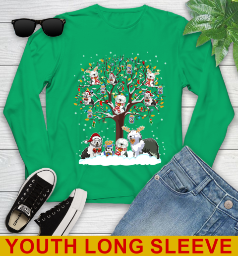 Old english Sheep dog dog pet lover light christmas tree shirt 123