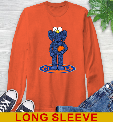 NBA Basketball New York Knicks Kaws Bff Blue Figure Shirt Long Sleeve T-Shirt 5