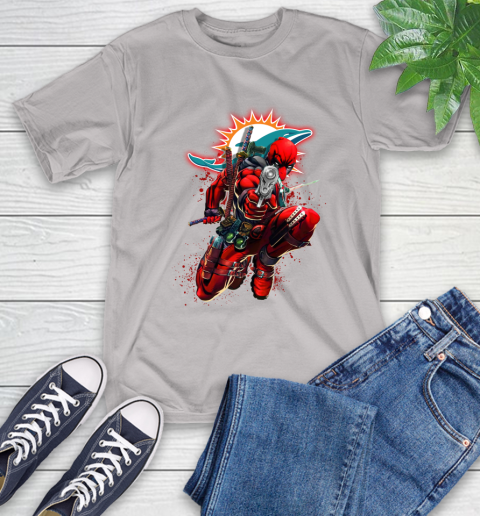 NFL Deadpool Marvel Comics Sports Football Miami Dolphins T-Shirt 12
