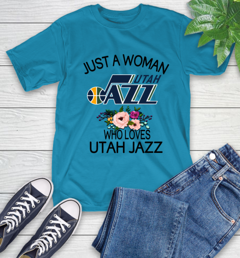 NBA Just A Woman Who Loves Utah Jazz Basketball Sports T-Shirt 7