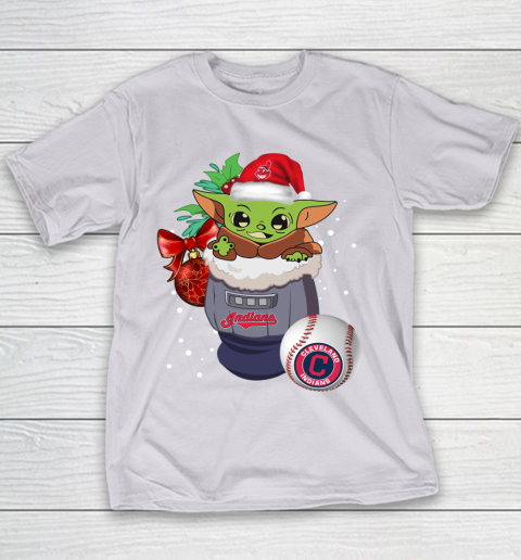 Cleveland Indians Christmas Baby Yoda Star Wars Funny Happy MLB Youth T-Shirt 5