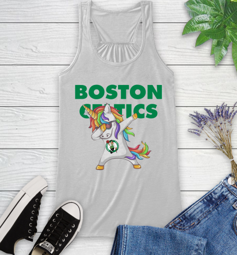 Boston Celtics NBA Basketball Funny Unicorn Dabbing Sports Racerback Tank