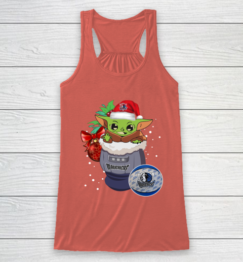 Dallas Mavericks Christmas Baby Yoda Star Wars Funny Happy NBA Racerback Tank 4