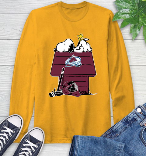 Colorado Avalanche NHL Hockey Snoopy Woodstock The Peanuts Movie Long Sleeve T-Shirt 3