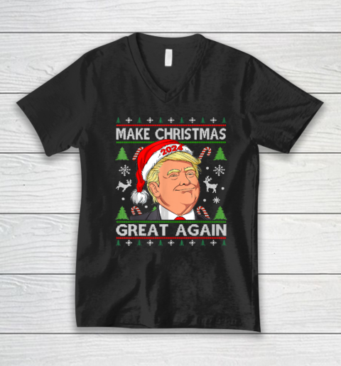 Funny Trump 2024 Make Christmas Great Again Ugly V-Neck T-Shirt