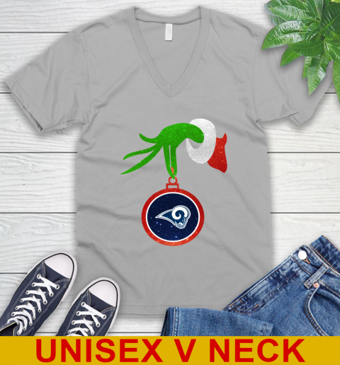 Los Angeles Rams Grinch Merry Christmas NFL Football V-Neck T-Shirt 4