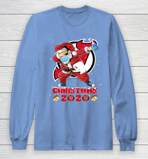 New Jersey Devils Funny Santa Claus Dabbing Christmas 2020 NHL Long Sleeve T-Shirt 8