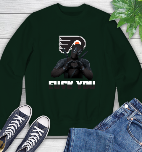 NHL Philadelphia Flyers Deadpool Love You Fuck You Hockey Sports Sweatshirt 12