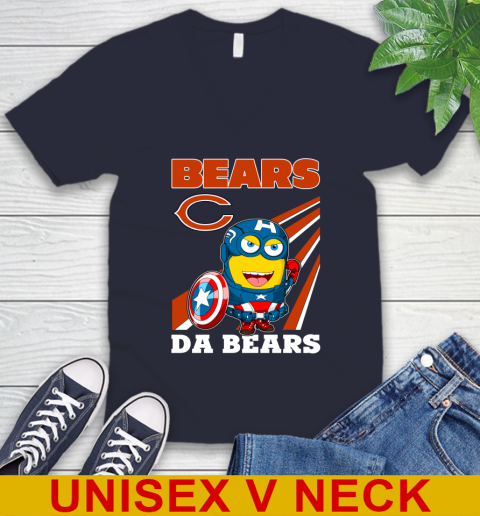 NFL Football Chicago Bears Captain America Marvel Avengers Minion Shirt V-Neck T-Shirt 2