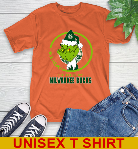 Milwaukee Bucks NBA Christmas Grinch I Hate People But I Love My Favorite Basketball Team T-Shirt 5