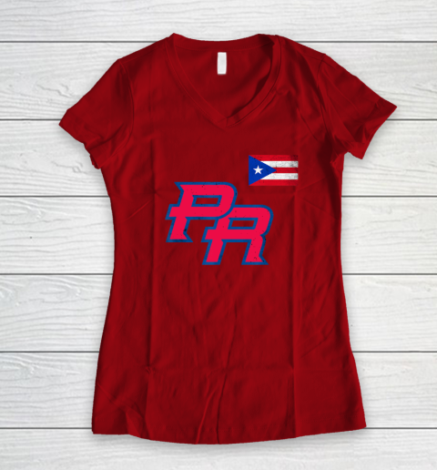 Puerto Rico 2023 Baseball Flag Pride red Boricua Puerto Rico Women's V-Neck T-Shirt 6