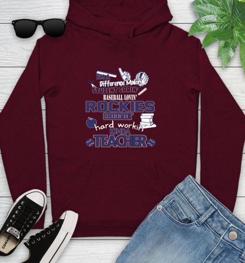 Colorado Rockies MLB I'm A Difference Making Student Caring Baseball Loving Kinda Teacher Youth Hoodie - Image 8